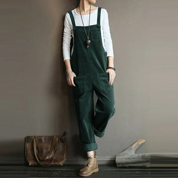 Women's Lightweight Relaxed Fit Jumpsuit in Flexible Cord Fabric-The Yellow Prime