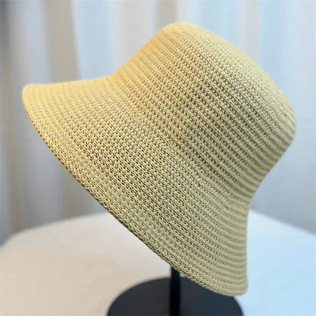 Women's Lightweight Retro Straw Bucket Hat for Summer-The Yellow Prime