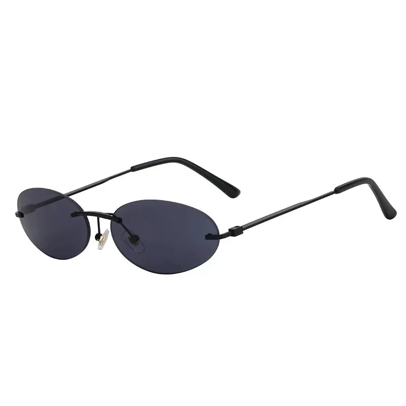 Women's Lightweight Rimless Oval Sunglasses – High-Quality Plastic-The Yellow Prime
