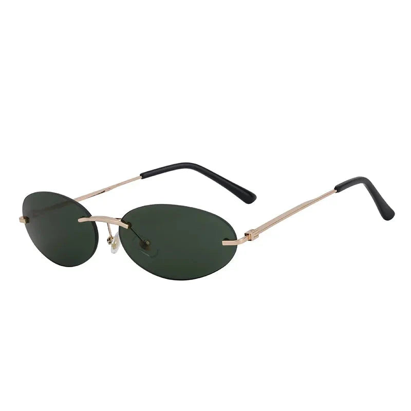 Women's Lightweight Rimless Oval Sunglasses – High-Quality Plastic-The Yellow Prime