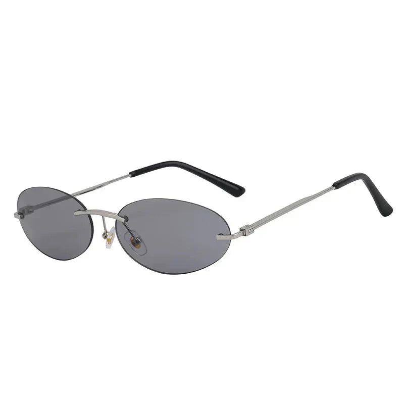 Women's Lightweight Rimless Oval Sunglasses – High-Quality Plastic-The Yellow Prime