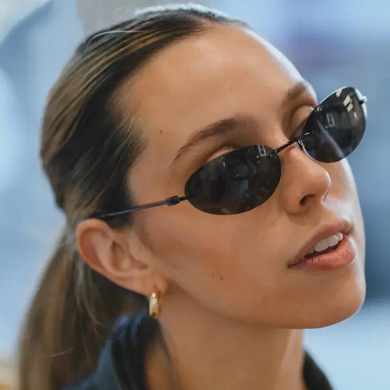 Women's Lightweight Rimless Oval Sunglasses – High-Quality Plastic-The Yellow Prime