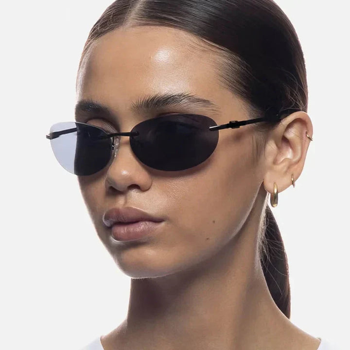 Women's Lightweight Rimless Oval Sunglasses – High-Quality Plastic-The Yellow Prime