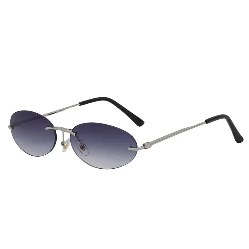 Women's Lightweight Rimless Oval Sunglasses – High-Quality Plastic-The Yellow Prime