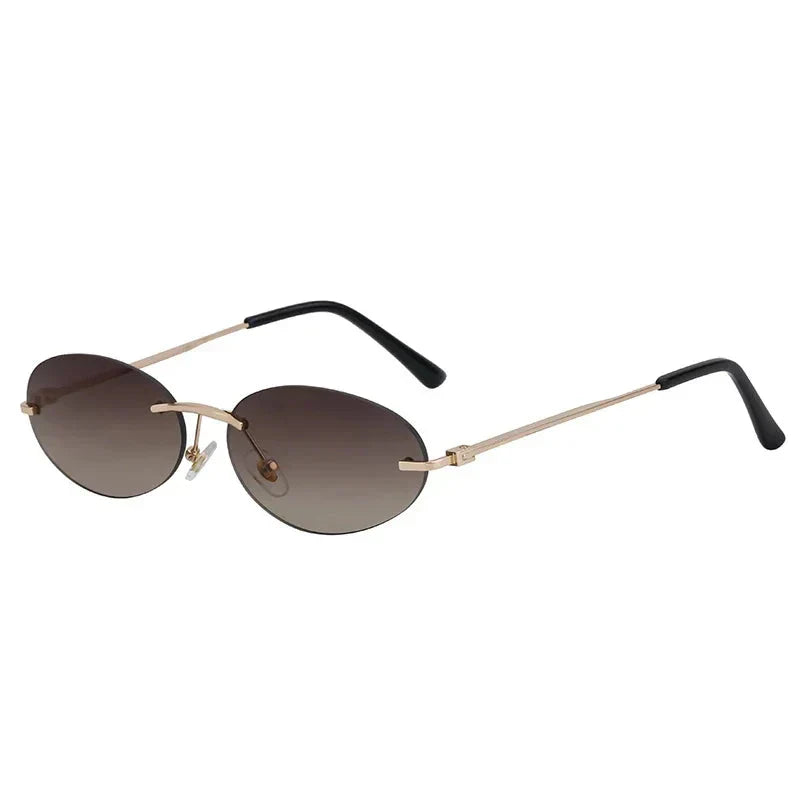Women's Lightweight Rimless Oval Sunglasses – High-Quality Plastic-The Yellow Prime