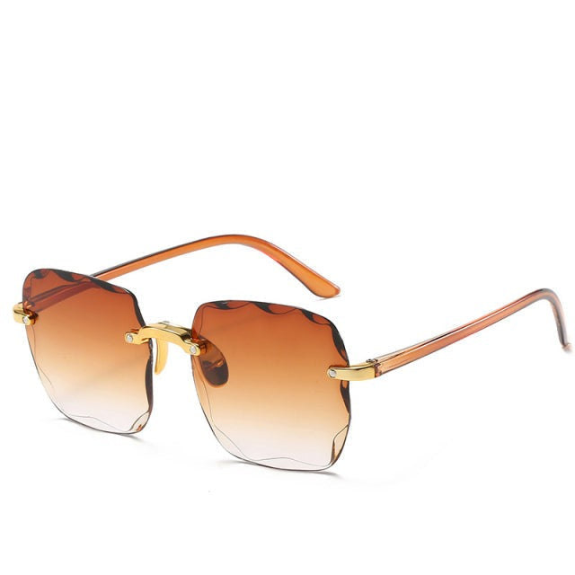 Women's Lightweight Rimless Sunglasses – Vintage Square Design, UV400-The Yellow Prime