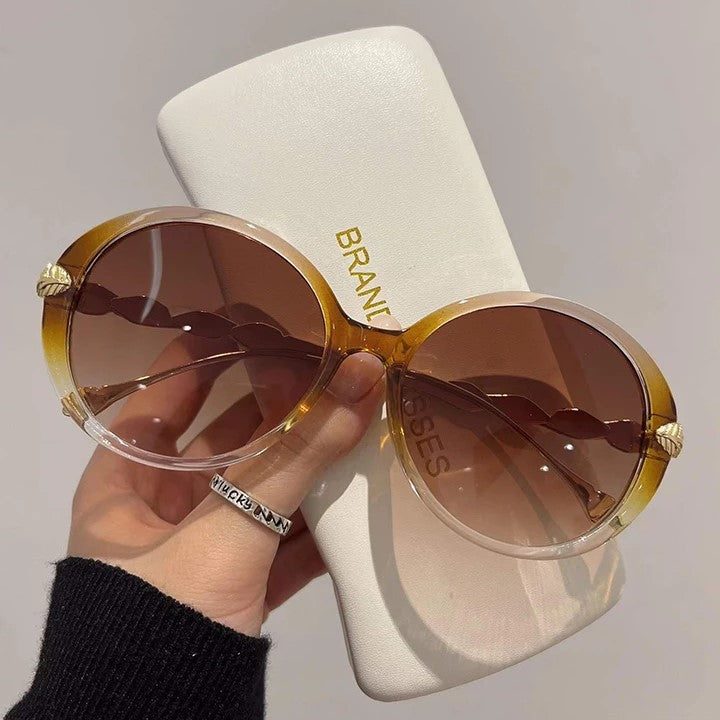 Women's Lightweight Round Sunglasses - Gradient Lenses, UV400 Protection-The Yellow Prime