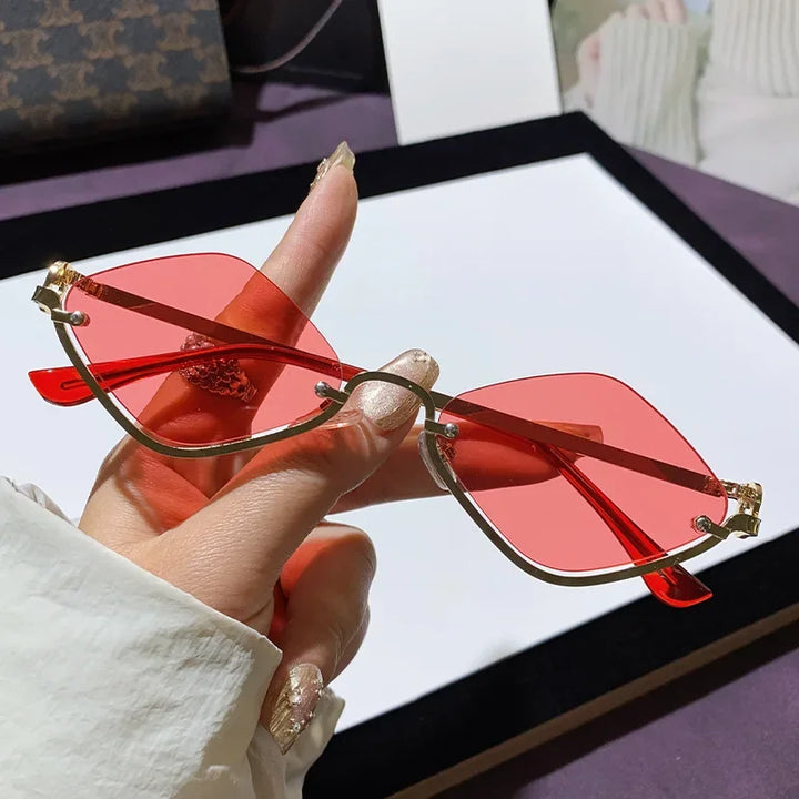 Women's Lightweight Semi-Rimless Diamond-Shaped Sunglasses for Outdoors-The Yellow Prime