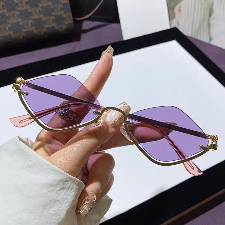 Women's Lightweight Semi-Rimless Diamond-Shaped Sunglasses for Outdoors-The Yellow Prime