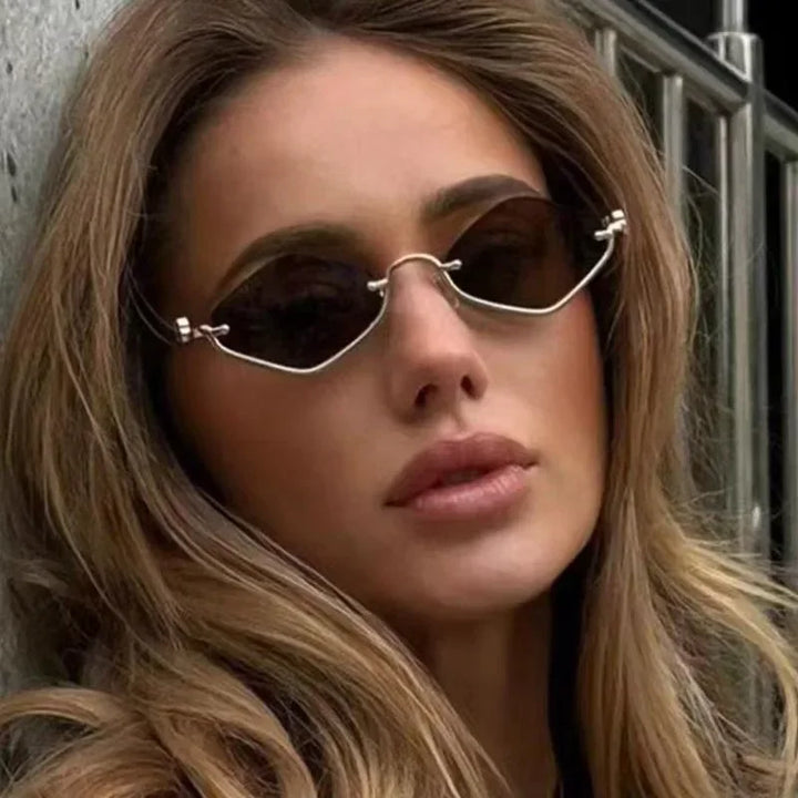Women's Lightweight Semi-Rimless Diamond-Shaped Sunglasses for Outdoors-The Yellow Prime