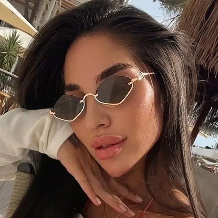 Women's Lightweight Semi-Rimless Diamond-Shaped Sunglasses for Outdoors-The Yellow Prime