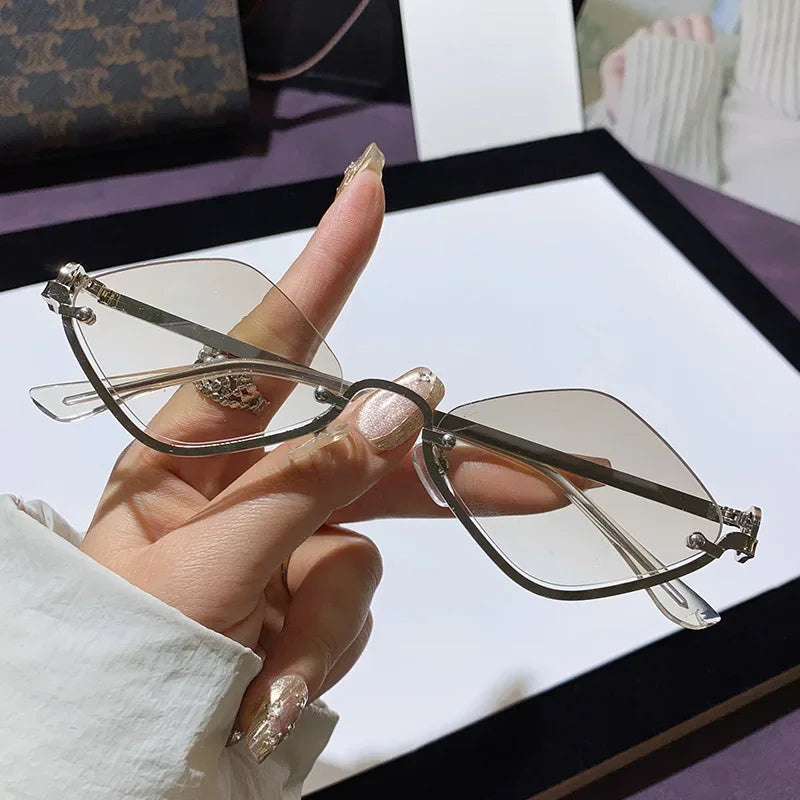 Women's Lightweight Semi-Rimless Diamond-Shaped Sunglasses for Outdoors-The Yellow Prime
