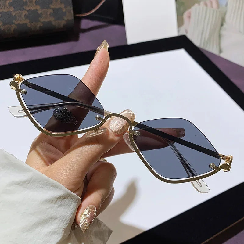 Women's Lightweight Semi-Rimless Diamond-Shaped Sunglasses for Outdoors-The Yellow Prime