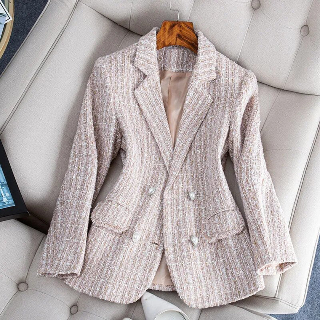 Women's Lightweight Tailored Blazer - Fitted Check Pattern, Breathable Fabric-The Yellow Prime