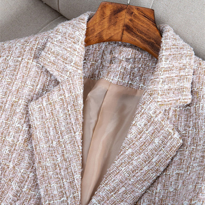 Women's Lightweight Tailored Blazer - Fitted Check Pattern, Breathable Fabric-The Yellow Prime