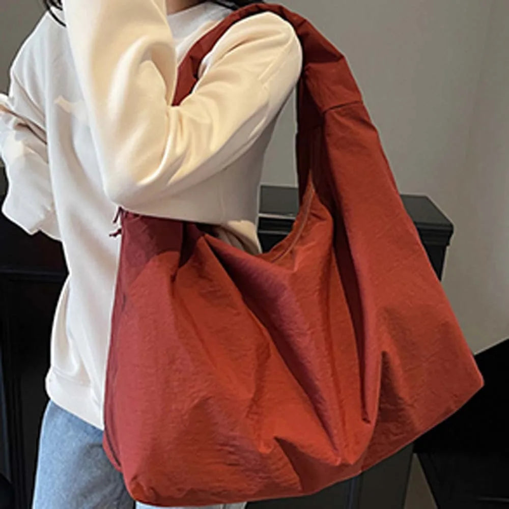 Women's Lightweight Versatile Shoulder Bag - Slouchy Nylon Design-The Yellow Prime