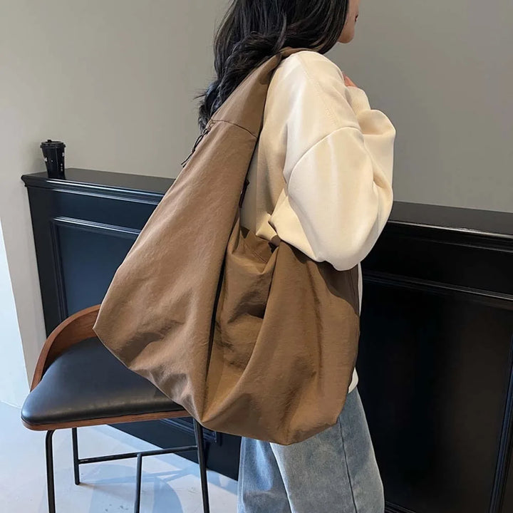 Women's Lightweight Versatile Shoulder Bag - Slouchy Nylon Design-The Yellow Prime