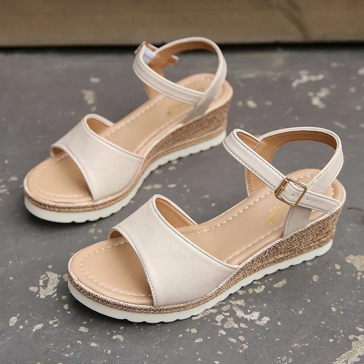 Women's Lightweight Wedge Heel Sandals with Buckle-The Yellow Prime