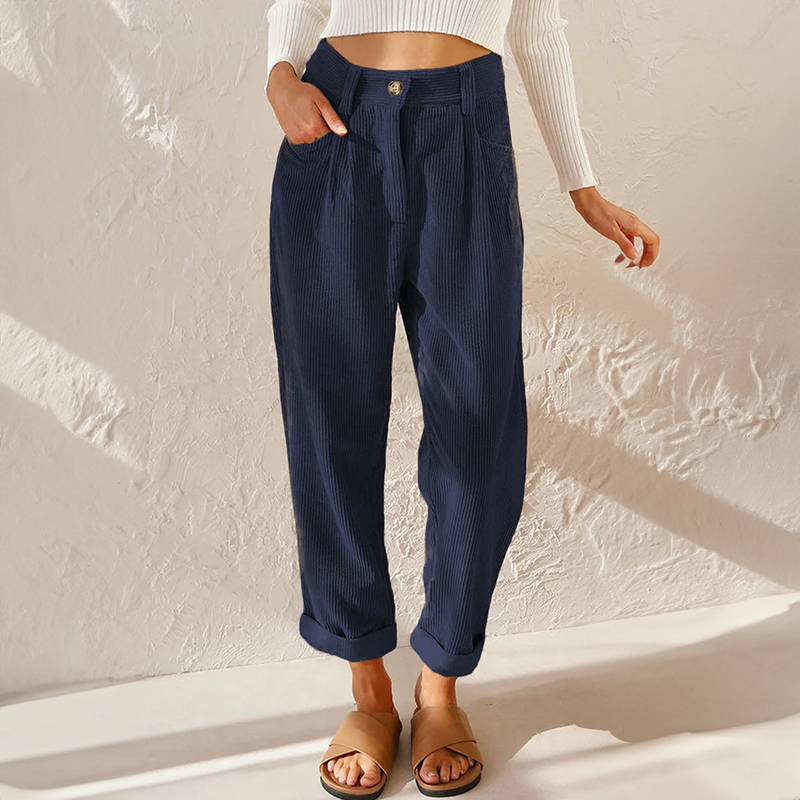 Women's Loose High Waist Corduroy Pants-The Yellow Prime