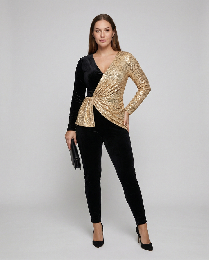 Women's Luxury Sequined Jumpsuit-The Yellow Prime