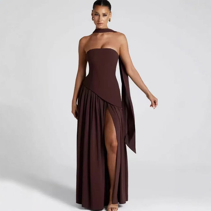 Women's Maxi Dress with Fitted Bodice and Flowing Skirt-The Yellow Prime