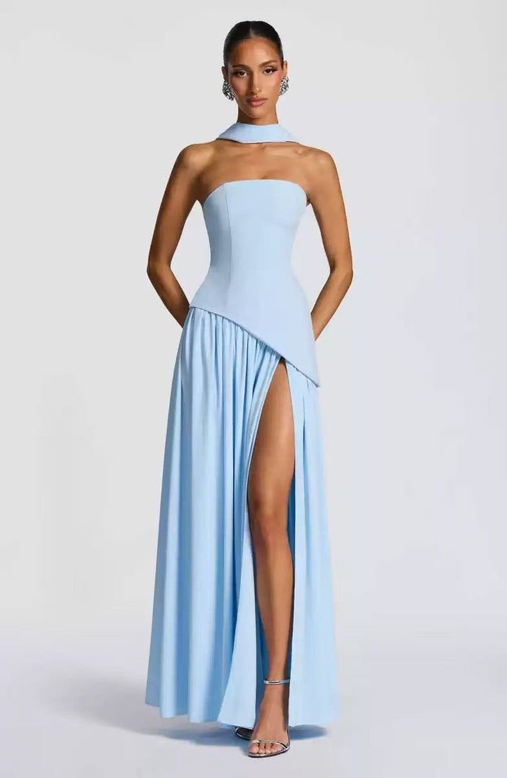Women's Maxi Dress with Fitted Bodice and Flowing Skirt-The Yellow Prime