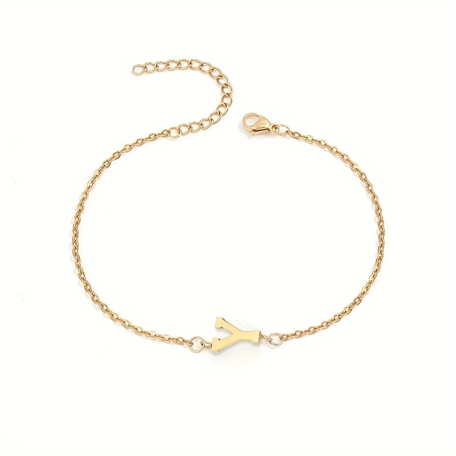 [Women's Minimalist Elegant Initial Letter Bead Bracelet]-The Yellow Prime