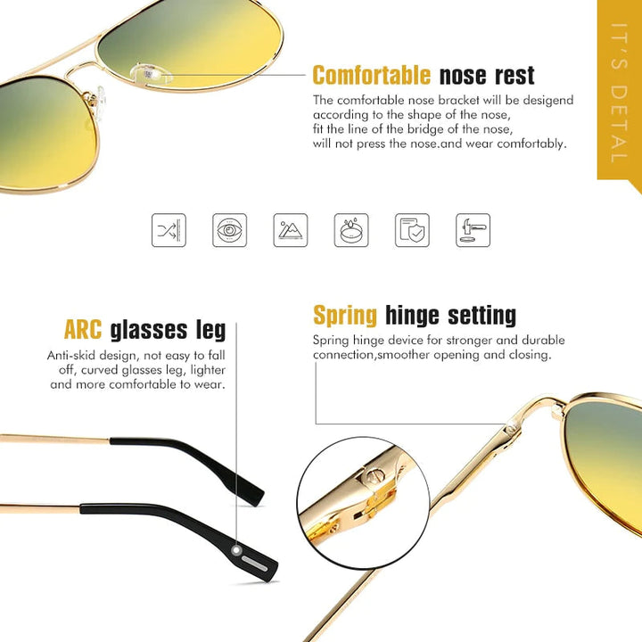 Women's Multifunctional Pilot Sunglasses – Photochromatic Polarized Lenses-The Yellow Prime