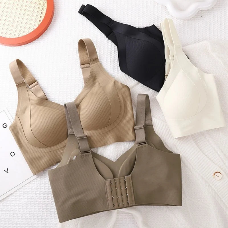 Women's Non-Wire Padded Push-Up Bra Seamless Plus Size Lingerie-The Yellow Prime