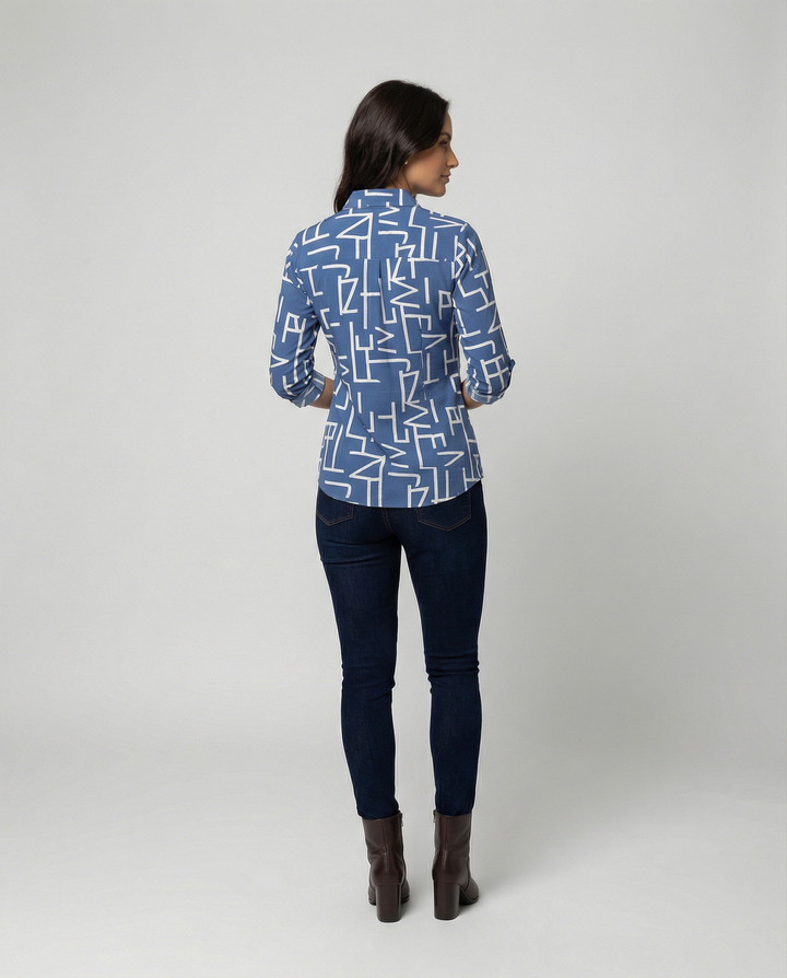 Women's Notched Collar Blouse-The Yellow Prime