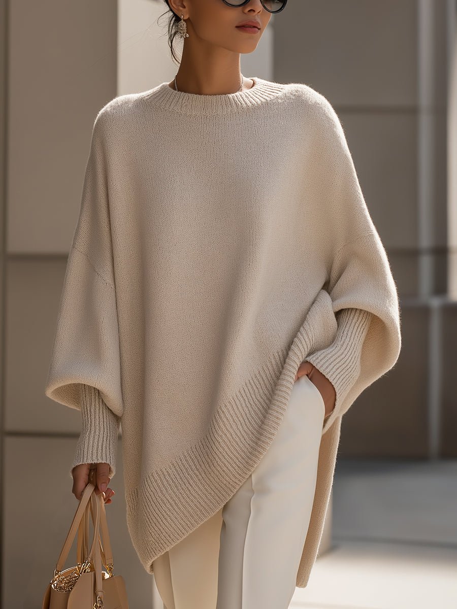 Women's Oversized Batwing Knit Sweater for Cozy Style-The Yellow Prime