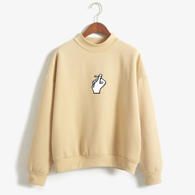Women's Oversized Cozy Fleece Sweatshirt with Mock Neck-The Yellow Prime