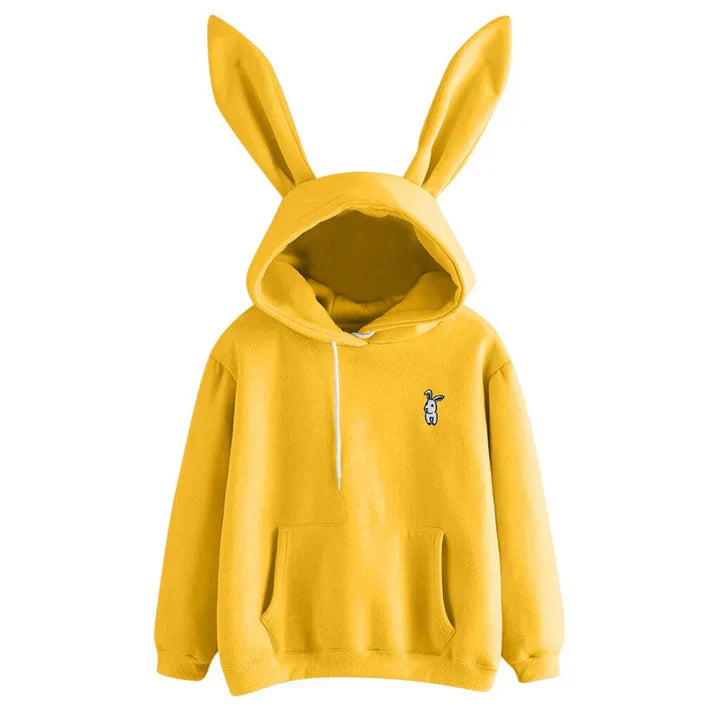 Women's Oversized Cozy Rabbit Ear Fleece Hoodie - Casual Wear-The Yellow Prime