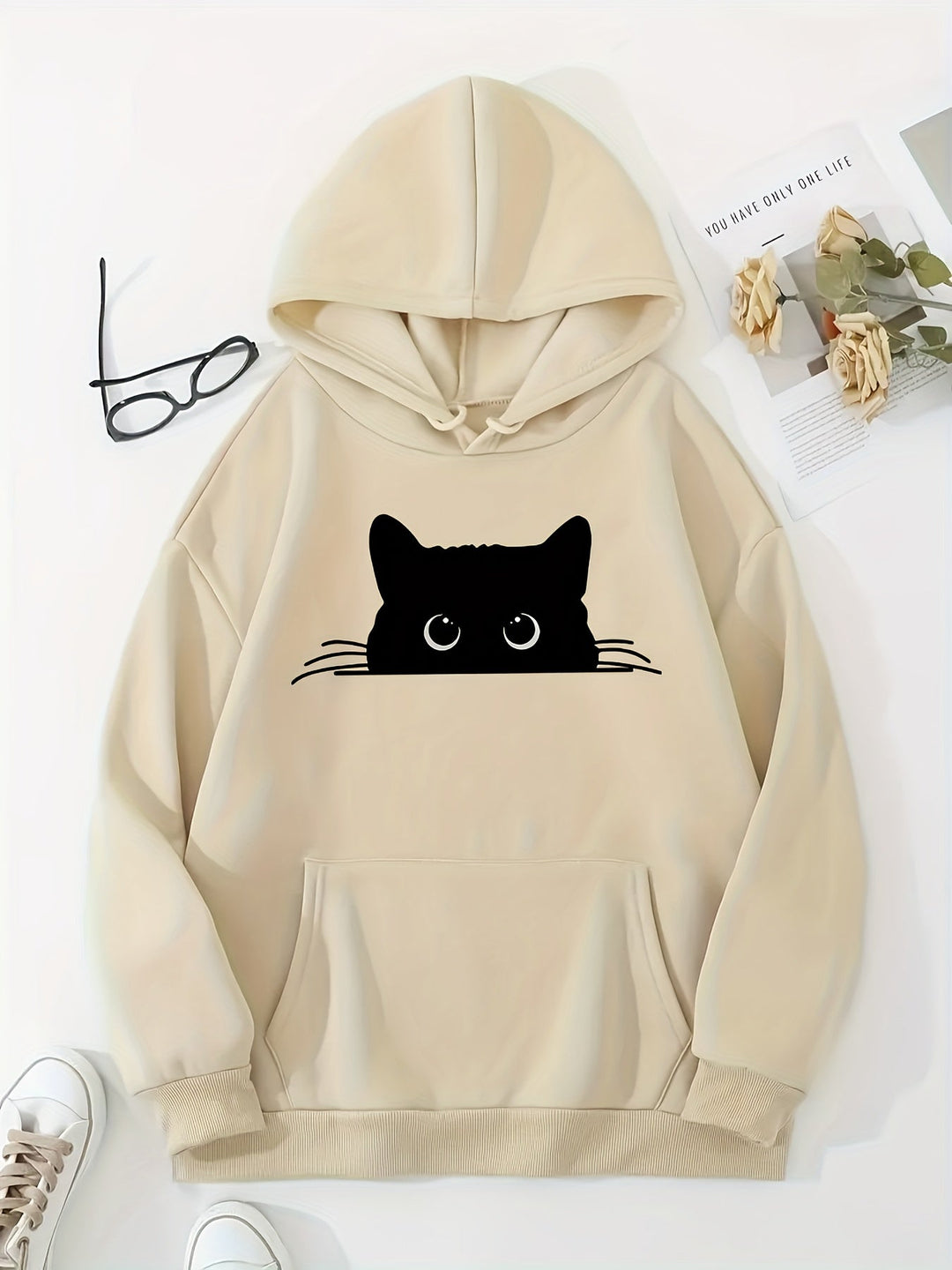 Women's Oversized Fleece Hoodie Pullover - Casual Comfort-The Yellow Prime