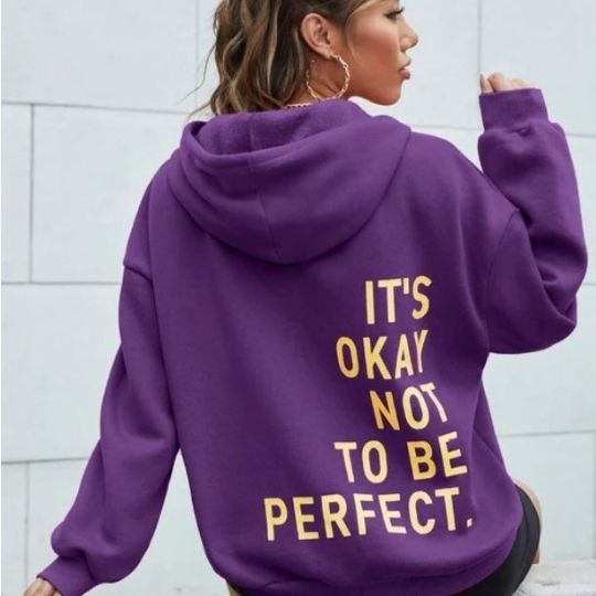 Women's Oversized Hoodie with Relaxed Back Slogan in Cotton Blend-The Yellow Prime