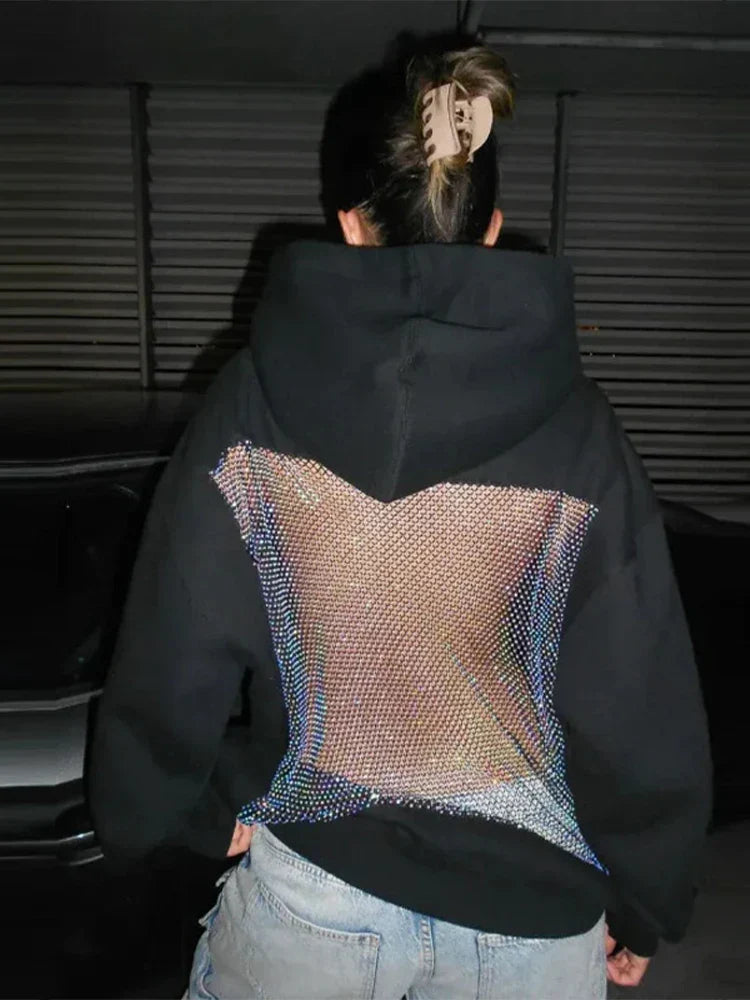 Women's Oversized Relaxed Hooded Pullover with Mesh Back for Streetwear-The Yellow Prime