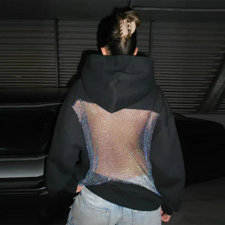 Women's Oversized Relaxed Hooded Pullover with Mesh Back for Streetwear-The Yellow Prime