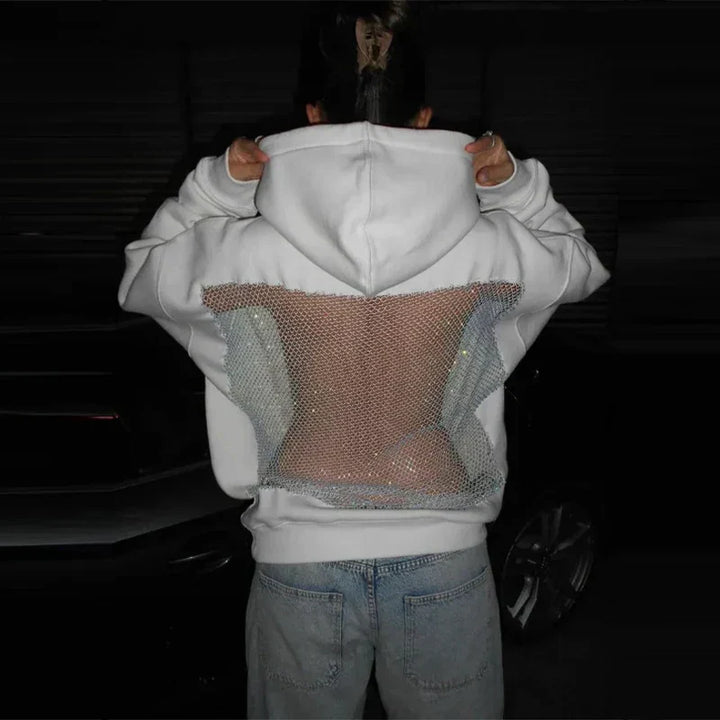 Women's Oversized Relaxed Hooded Pullover with Mesh Back for Streetwear-The Yellow Prime