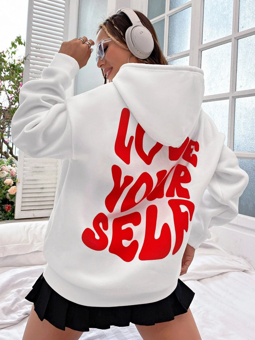 Women's Oversized Relaxed Hoodie with Back Print in Cotton-The Yellow Prime