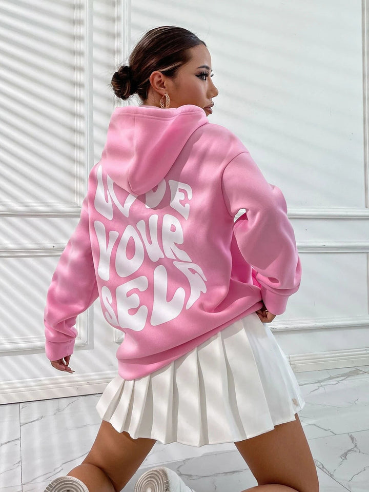 Women's Oversized Relaxed Hoodie with Back Print in Cotton-The Yellow Prime