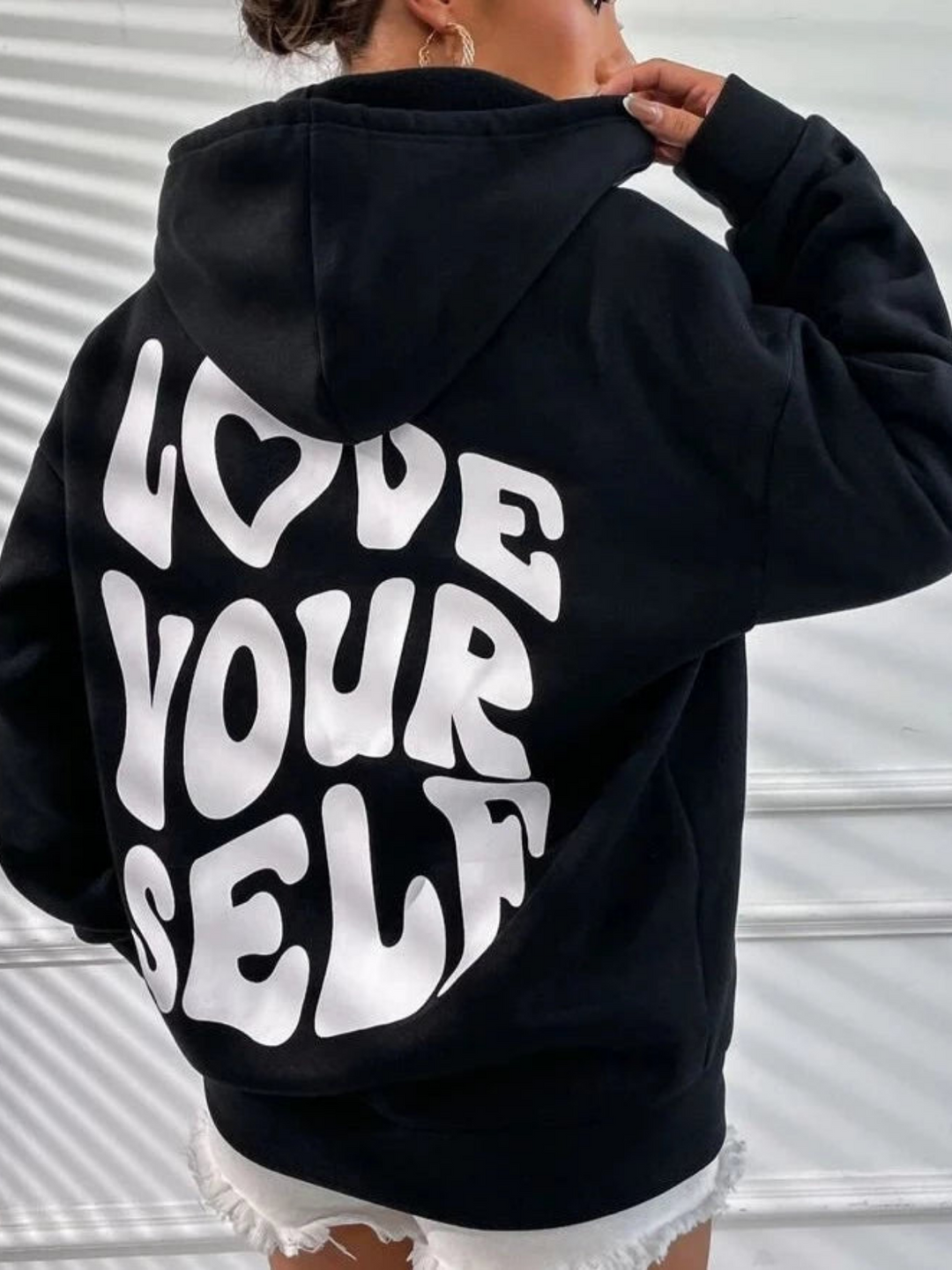 Women's Oversized Relaxed Hoodie with Back Print in Cotton-The Yellow Prime