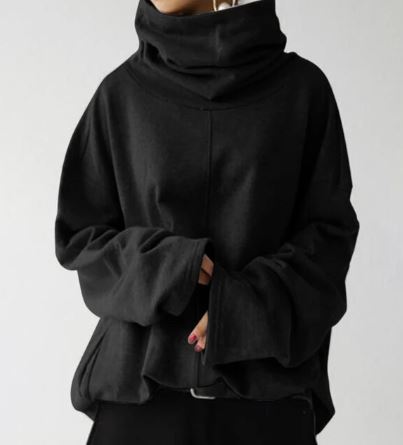 Women's Oversized Turtleneck Sweatshirt - Cotton Funnel Neck-The Yellow Prime