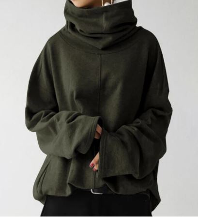 Women's Oversized Turtleneck Sweatshirt - Cotton Funnel Neck-The Yellow Prime