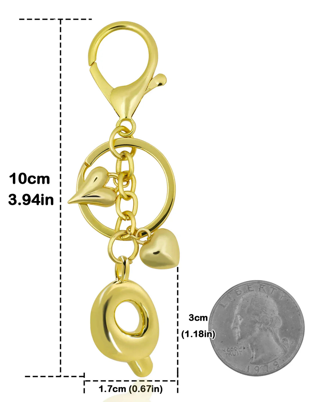 Women's Personalized Gold Bubble Letter Keychain Bag Charm Gift-The Yellow Prime