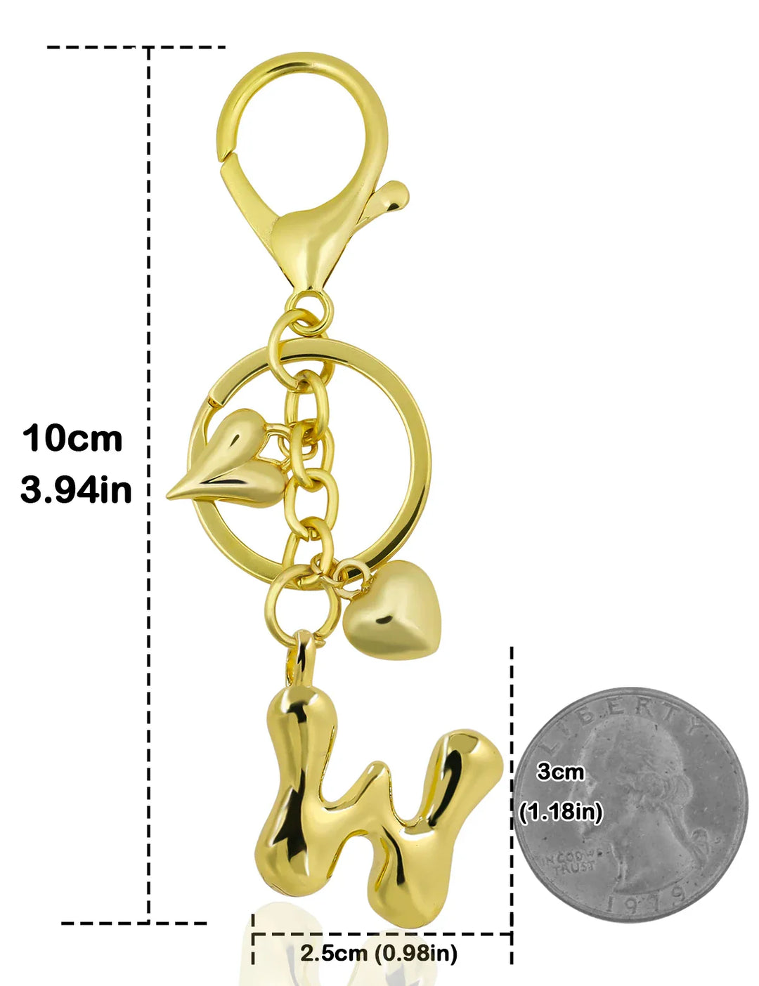 Women's Personalized Gold Bubble Letter Keychain Bag Charm Gift-The Yellow Prime