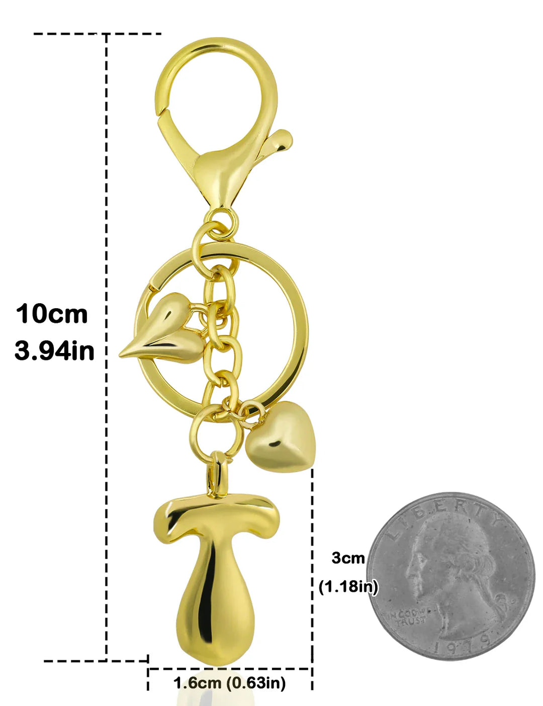 Women's Personalized Gold Bubble Letter Keychain Bag Charm Gift-The Yellow Prime