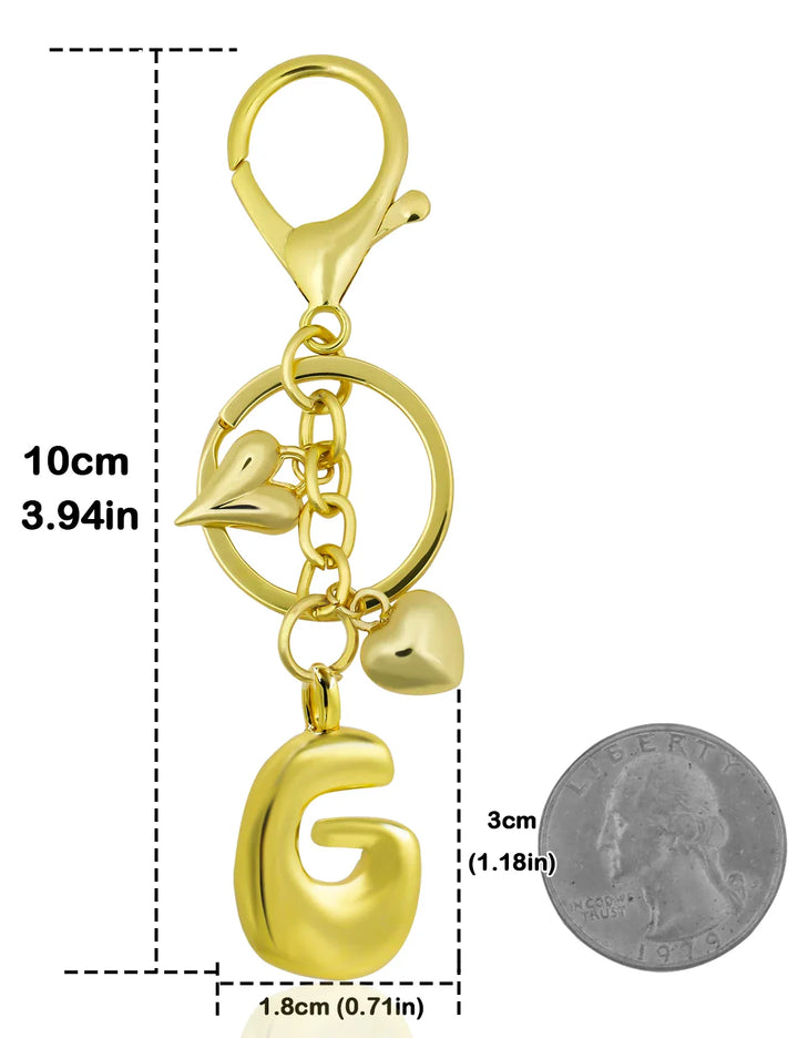 Women's Personalized Gold Bubble Letter Keychain Bag Charm Gift-The Yellow Prime