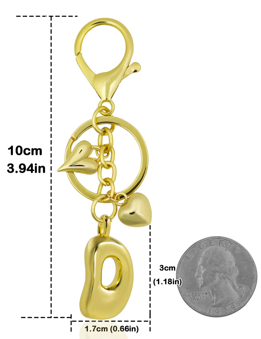 Women's Personalized Gold Bubble Letter Keychain Bag Charm Gift-The Yellow Prime