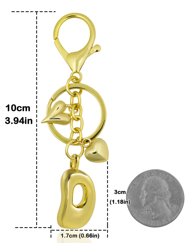 Women's Personalized Gold Bubble Letter Keychain Bag Charm Gift-The Yellow Prime