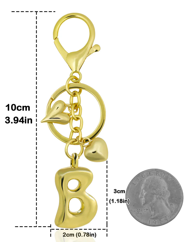 Women's Personalized Gold Bubble Letter Keychain Bag Charm Gift-The Yellow Prime